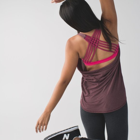 Lululemon Women's Wild Tank w/Shelf Bra – Bordeaux & Pink, Size 6 - Picture 7 of 9